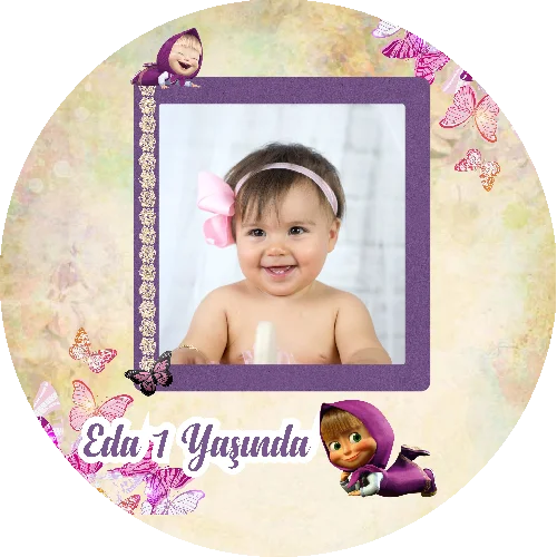 Maşa İle Koca Ayı Temalı yuvarlak Açacak Magneti